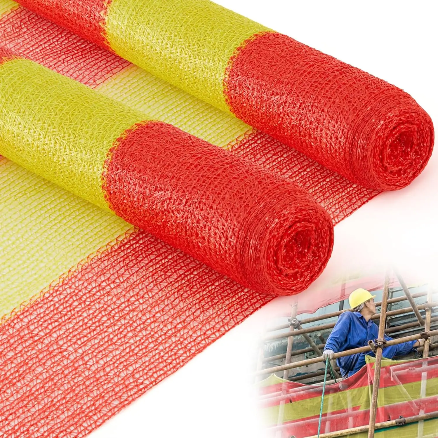 

2 Rolls High Visibility Red Yellow Safety Fence Net, 3.3'x164', Durable HDPE for Construction and Garden