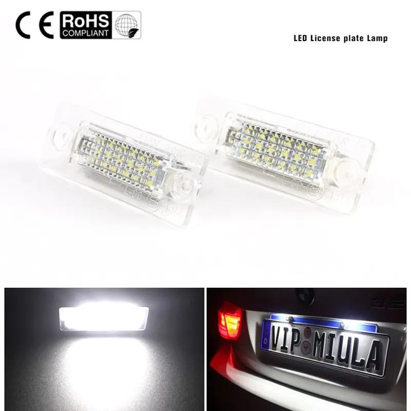 

2pcs Car Rear LED Number License Plate Light For VW Caddy 3 Golf 5 Plus Jetta 5 Passat Skoda Superb Touran Transporter T5