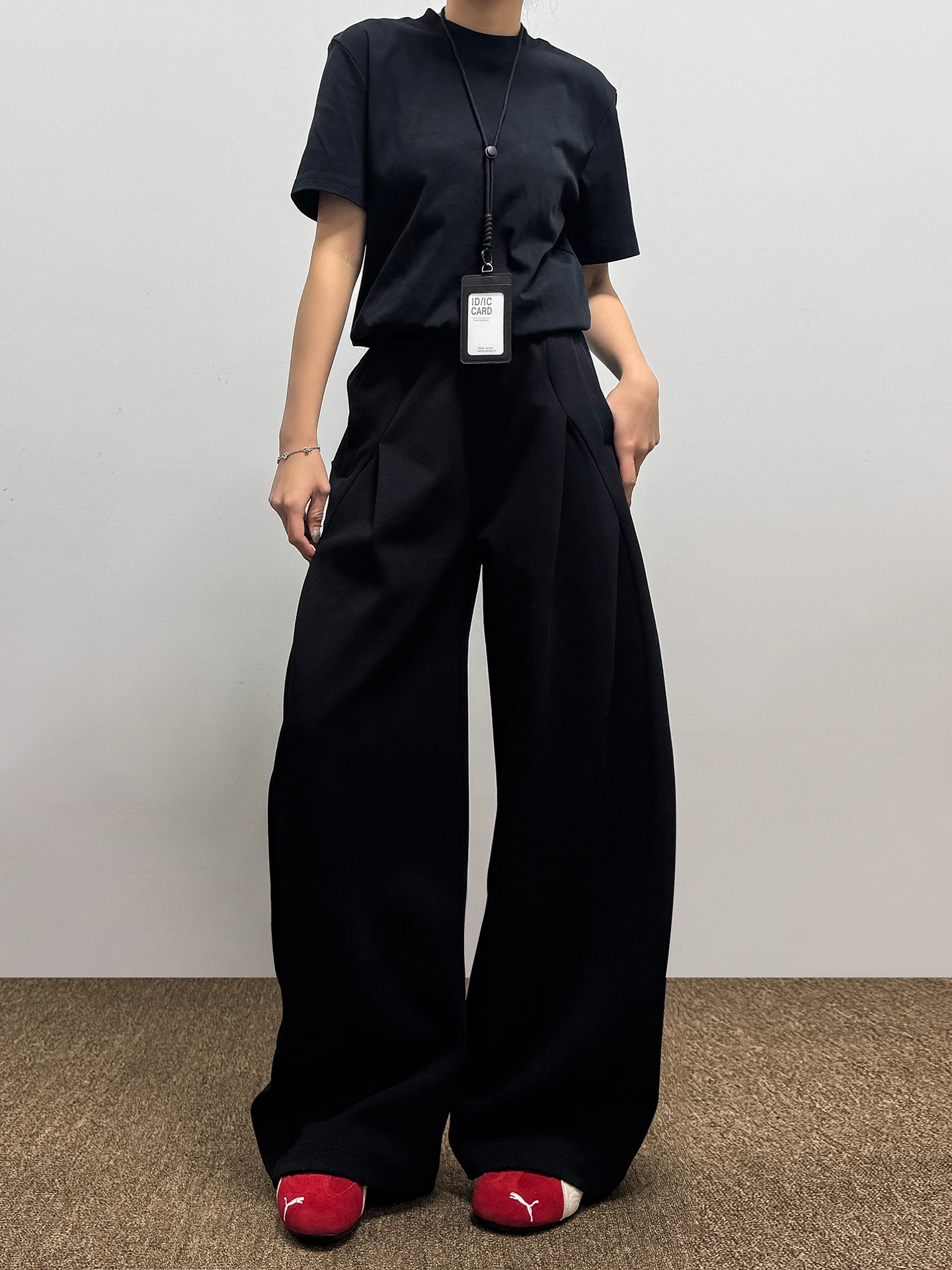 

Спортивные брюки унисекс в американском стиле с плиссированным силуэтом и широкими штанинами, повседневные, прямого кроя, свободные, модные