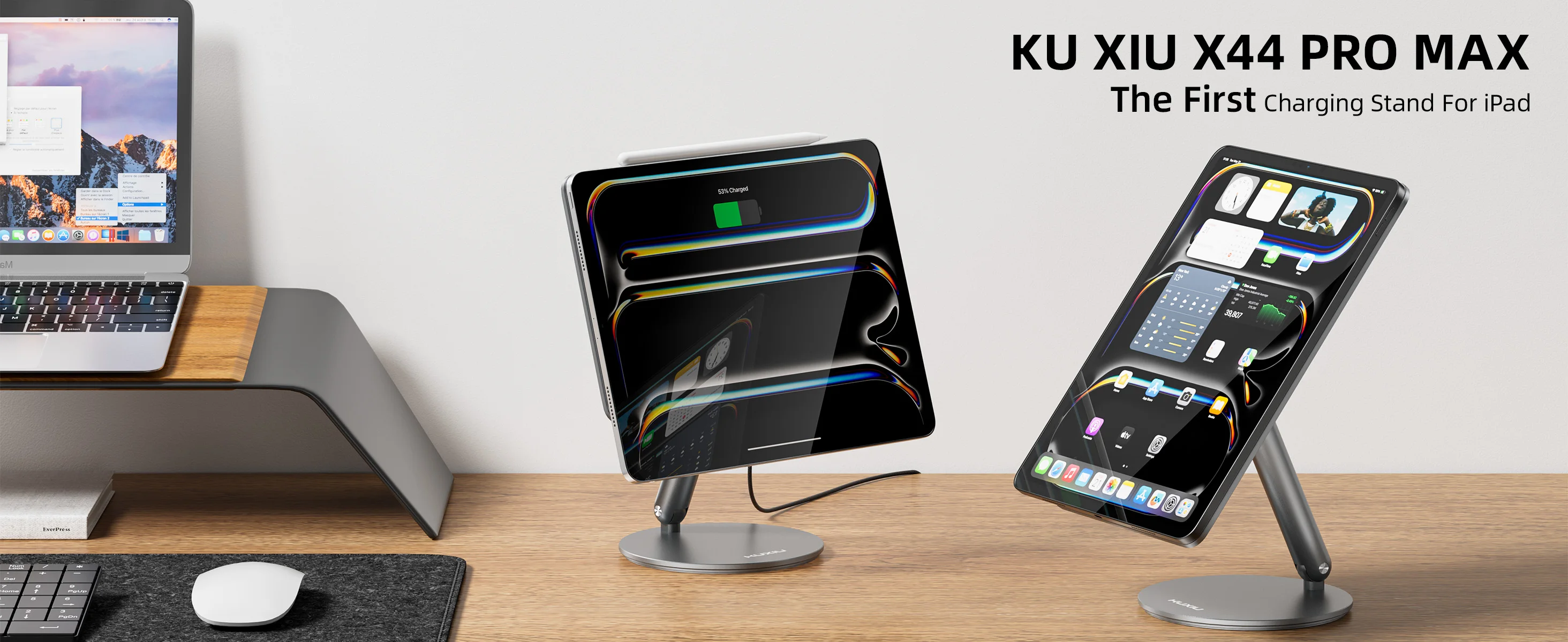 Kuxiu x44pro suporte de carregamento magnético sem fio para ipad