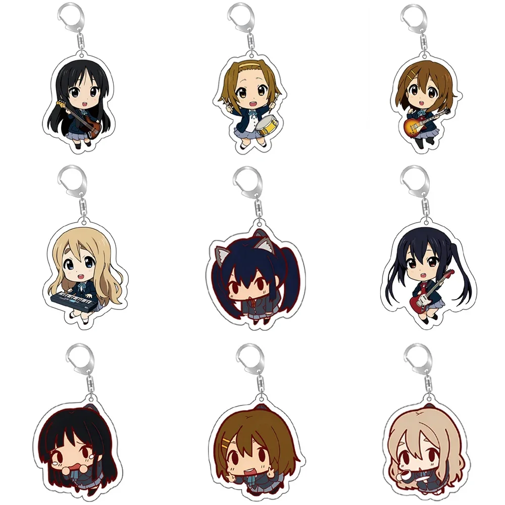 

Cartoon K-ON! Hirasawa Yui Akiyama Mio Anime Keychain Kawaii Acryic Keyring Bag Tag Cos Accessories Fans Collections
