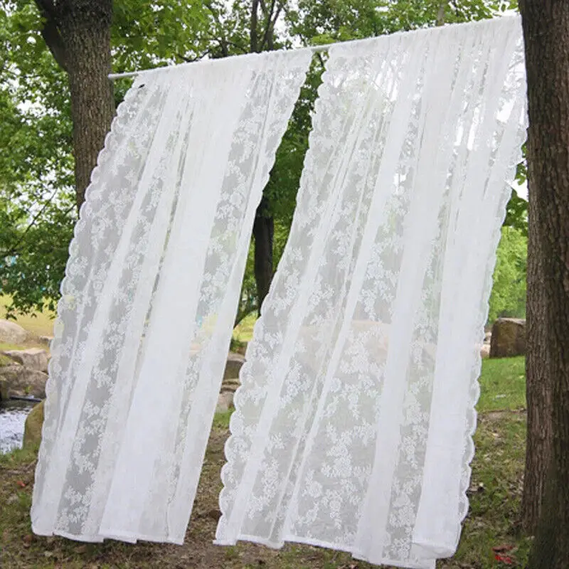 A variety of floral lace curtain designs to choose from, multi-color classic embroidered semi-transparent woven lace sheer curtains, outdoor garden decorative curtains
