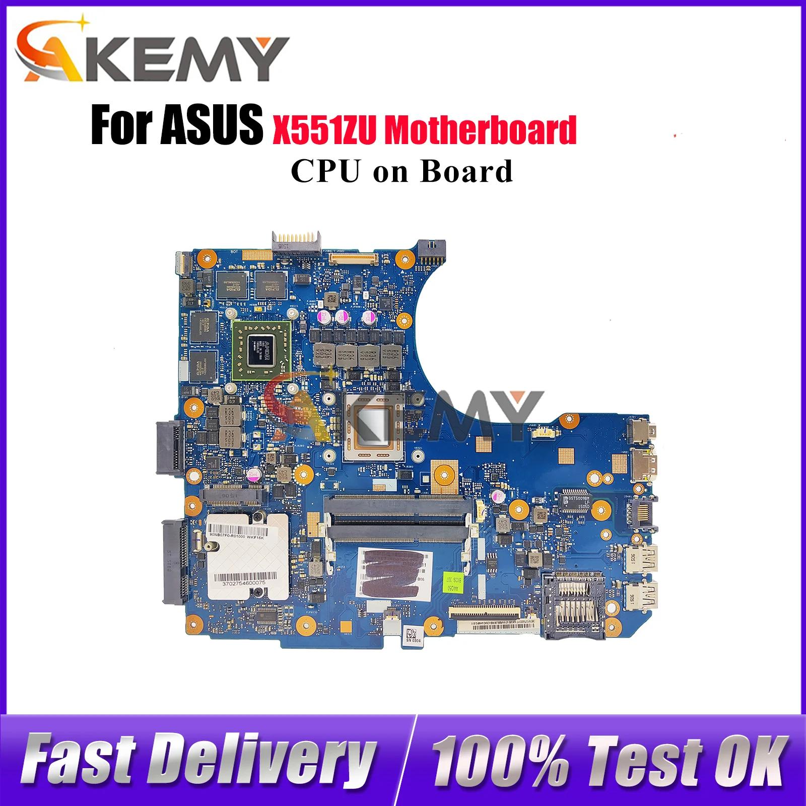 

X551ZU Laptop Motherboard For ASUS VivoBook X551Z X551ZU Notebook Mainboard With CPU 100% tests OK fast shipping High quality