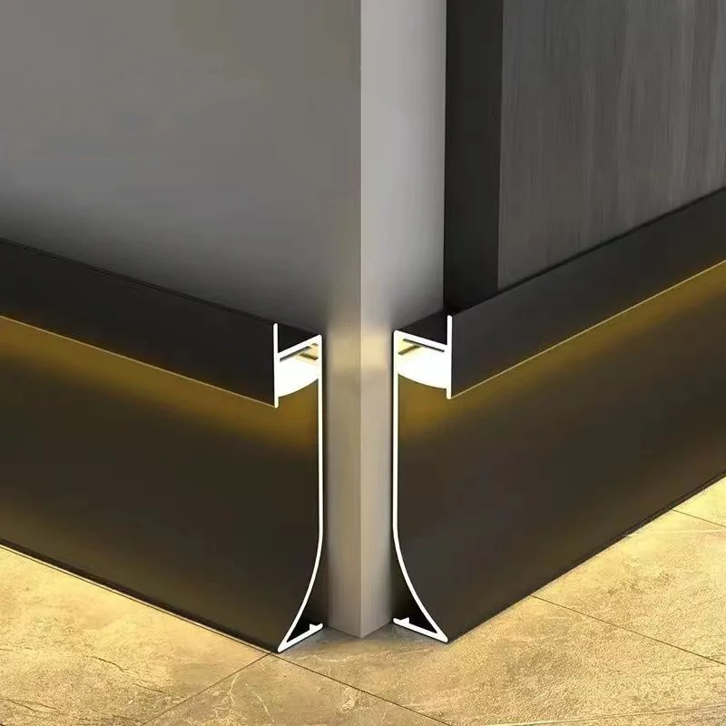 H60mm H80mm LED Skirting Linear Strip Lights 2M Aluminum Profile Stair Footlight Recessed Wall Mount LED Baseboard Profile
