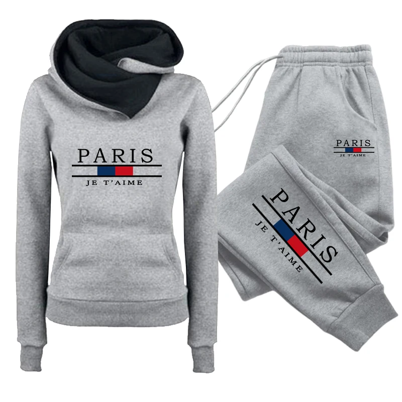 Damen-Set/Hoodie/Hose, Paris-Mode-Trainingsanzug, Kapuzenpullover, Jogginghose, Herbst-Winter, Damen, Alltag, Freizeit, Sport-Outfit – Detail 3