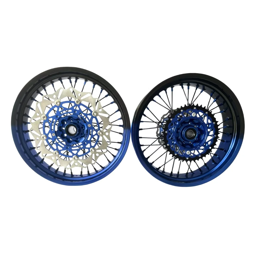 

High Quality Motorcycle Blue Rims 17inch Supermoto Wheels Complete Set for For YZ250 YZ450 450YZF