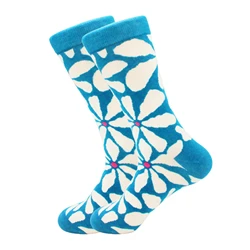 1 pair of floral pure cotton Japanese style cute trendy mid-calf socks