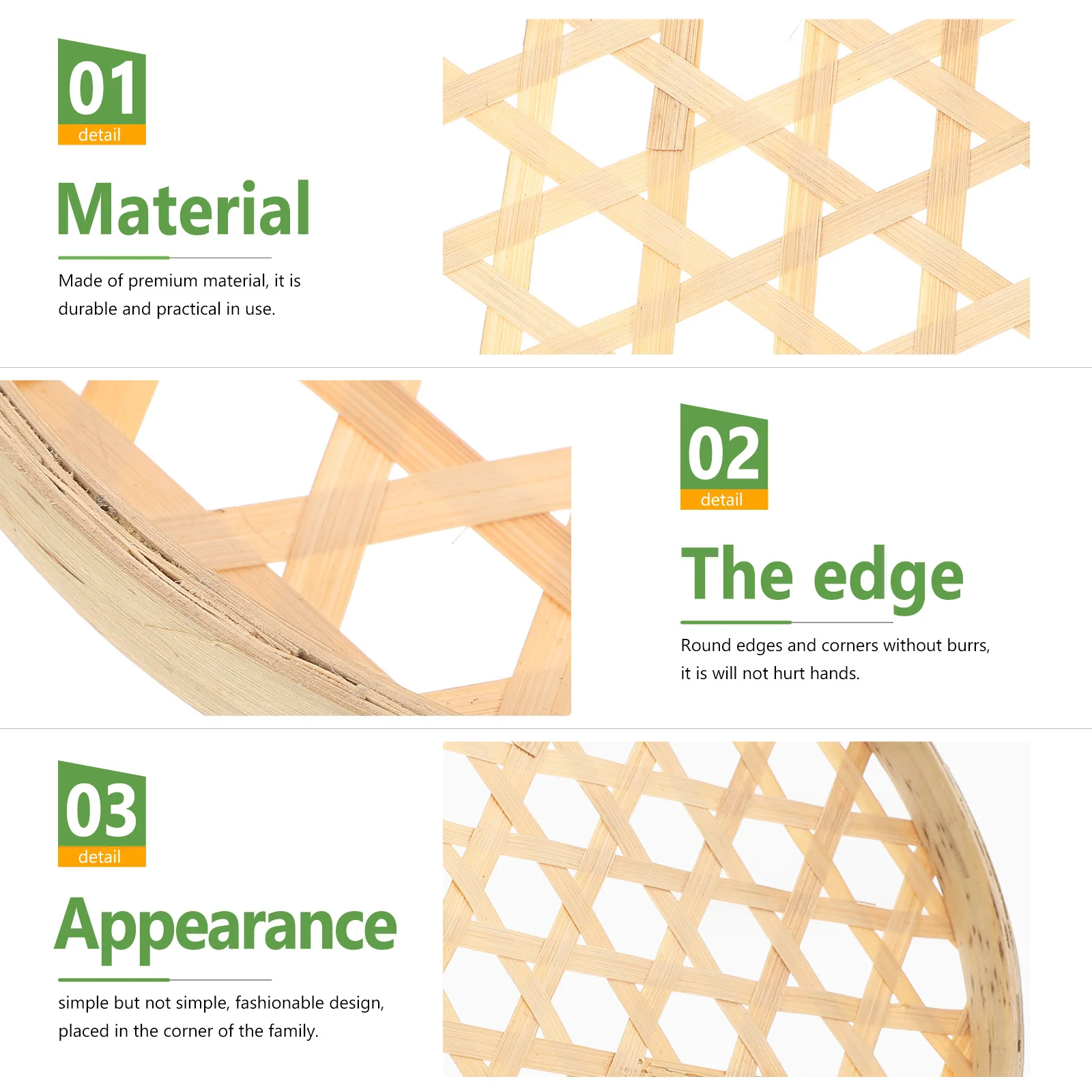 

Bamboo Weaving Sieve Material Multipurpose Household Storage Basket Fruit Snack Organizer Bamboo Colander