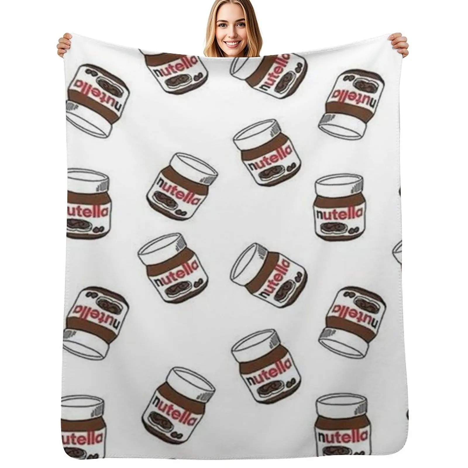 Nutella Pattern Set Throw Blanket Fluffy Cozy Throw Blanket for Home Decor