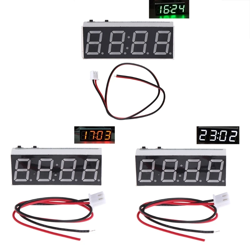 3 IN 1 Mini Car Digital Clock Thermometer Voltmeter LED Display Digital Timer Auto Interior Modification Electronic Accessories