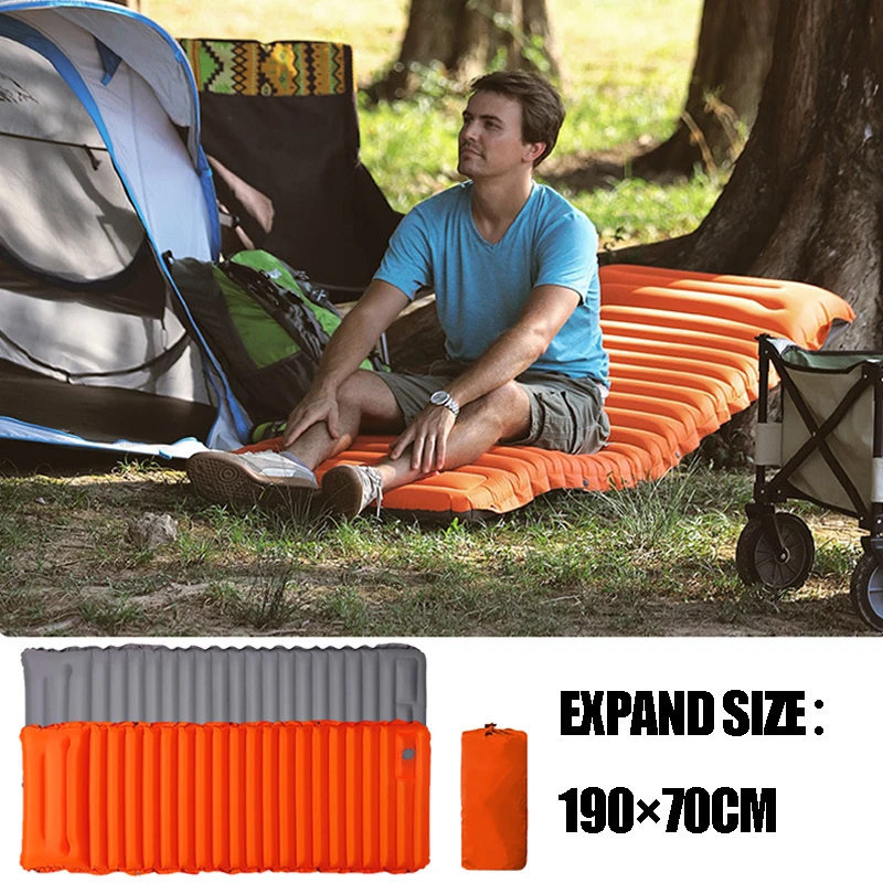 

Outdoor Sleeping Pad Camping Inflatable Mattress with Pillows Travel Mat Folding Bed Ultralight Air Cushion Hiking Trekking