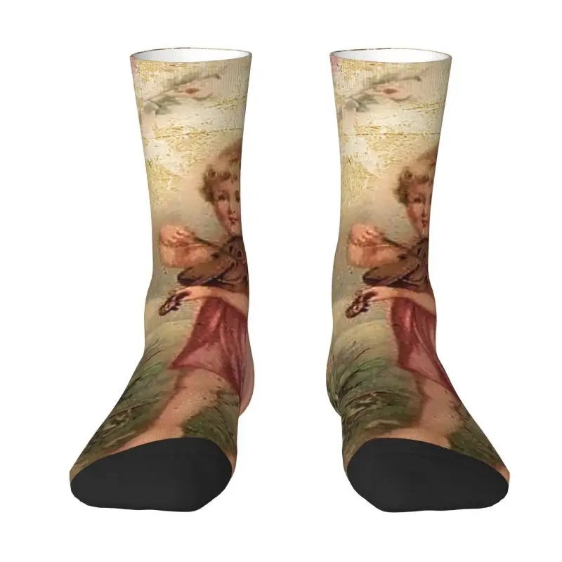 

Милые носки с викторианским ангелом, мужские и женские теплые винтажные спортивные носки с 3D принтом ангела