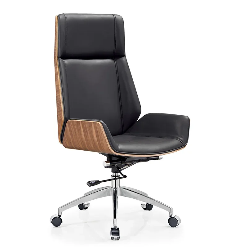 Silla moderna de cuero y madera para oficina, precio barato