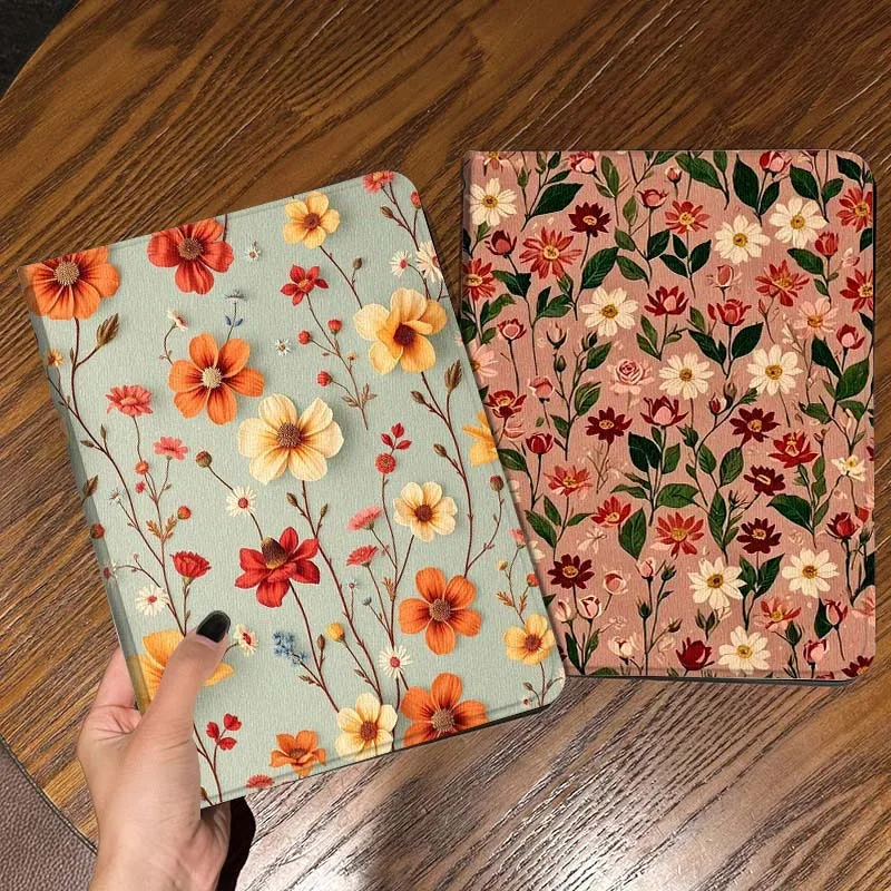 Flowers Art Popular Beautiful For iPad Pro Air Mini 2 3 4 5 6 7 6th 7th 10th 11th 10.2 9.7 10.5 11 Foldable Tablet Case Gift