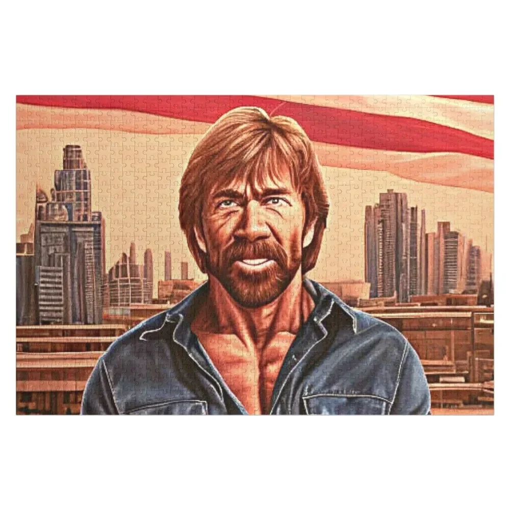 Retro style Chuck Norris Jigsaw Puzzle Personalised Name Personalized Toy Custom Name Child Toy Scale Motors Puzzle