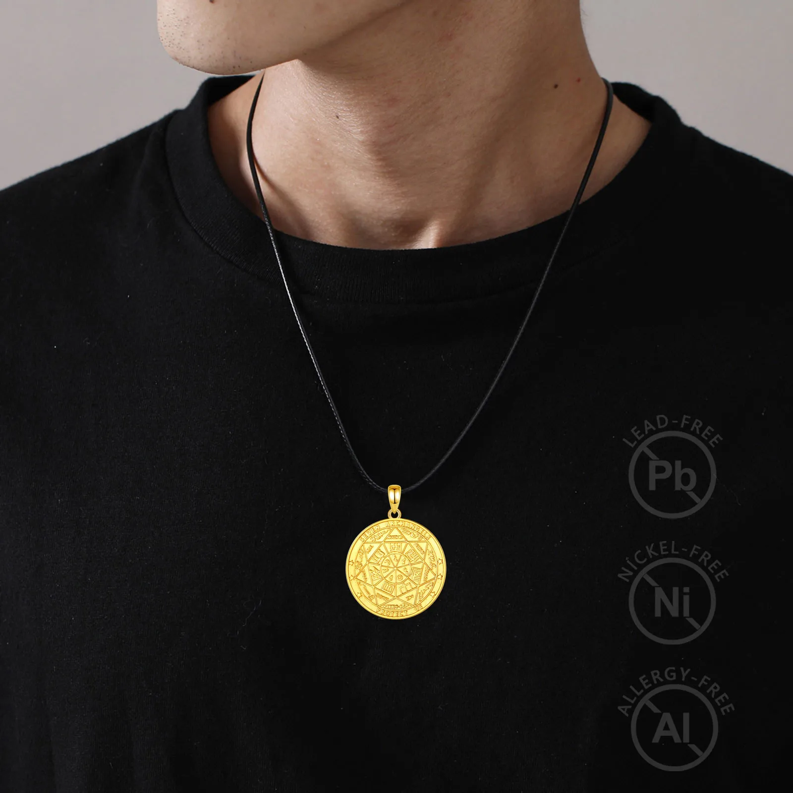 قلادة تميمة من سبعة ملائكة من يودورا ، فضة إسترليني ، ذهب عيار 18 قيراطًا ، استدعاء روني ، دلاية دائرة سحرية ، مجوهرات دينية ، هدية رائعة #6