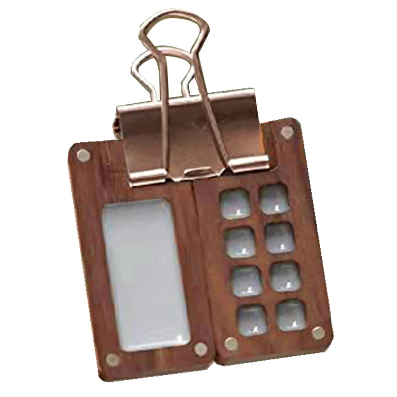 8 Grid Portable Sketchbook Palette, Wooden Colour Palette Box, Mini Travel Paint Tray Box With A Clip (Without Paint)