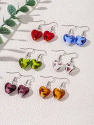 Yingwu Wholesale Fashion 6Pairs Handmade Murano Lampwork Glass Women's Heart stainless steel hook Earrings Female Jewelry