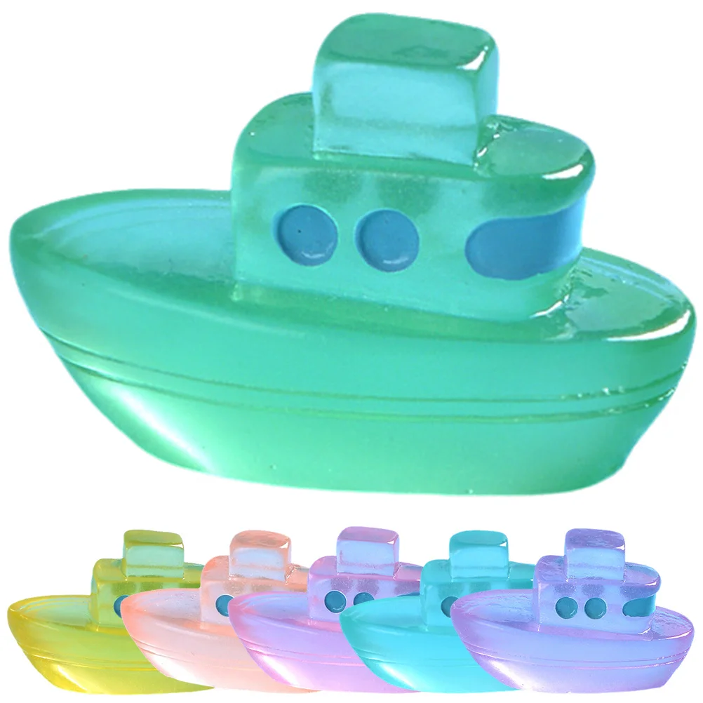 6 قطعة قارب صغير مضيئة ديكور الراتنج الحرفية للمناظر الطبيعية الصغيرة ريفي نمط سطح المكتب حديقة الديكور مجموعة الراتنج قارب صغير