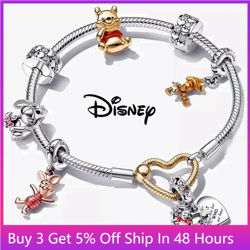 

Disney 100% s925 Sterling silver Charm Beads Winnie the Pooh Dangle Tigger Charms fit Pandora 925 Original Bracelet DIY jewellry