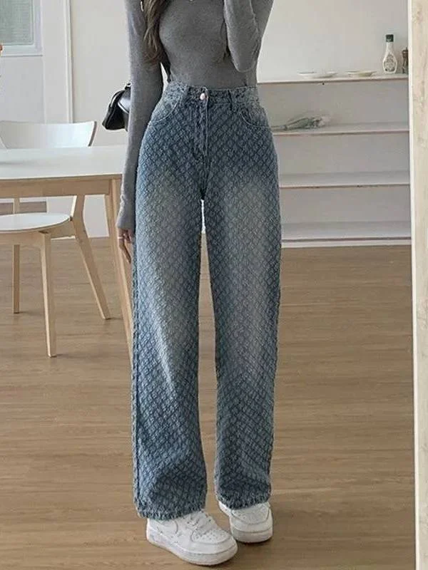 

Женские джинсы с высокой талией в винтажном стиле, рваные, с вырезами, прямого кроя, для среднего возраста, больших размеров, из эластичной ткани PU