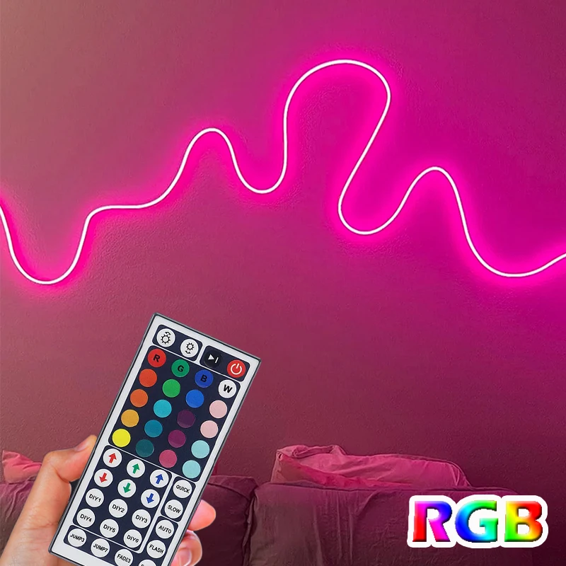 USB LED Neon Rope Lights, RGB Led Strip Lights with Remote Control Color Changing Flexible Led Light Strip Gaming 5V Neon Lights