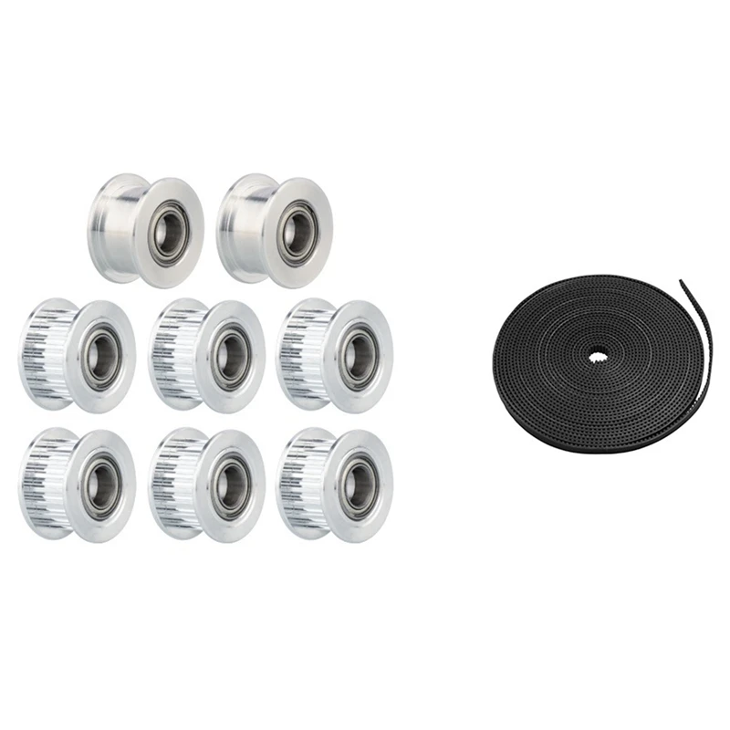 RISE-1Set Aluminium GT2 Idler With 5M 2GT Gates 6MM Belt Kit 20 Tooth Timing Pulley Wheel Bore 5Mm For 2GT 3D Printer Vzbot
