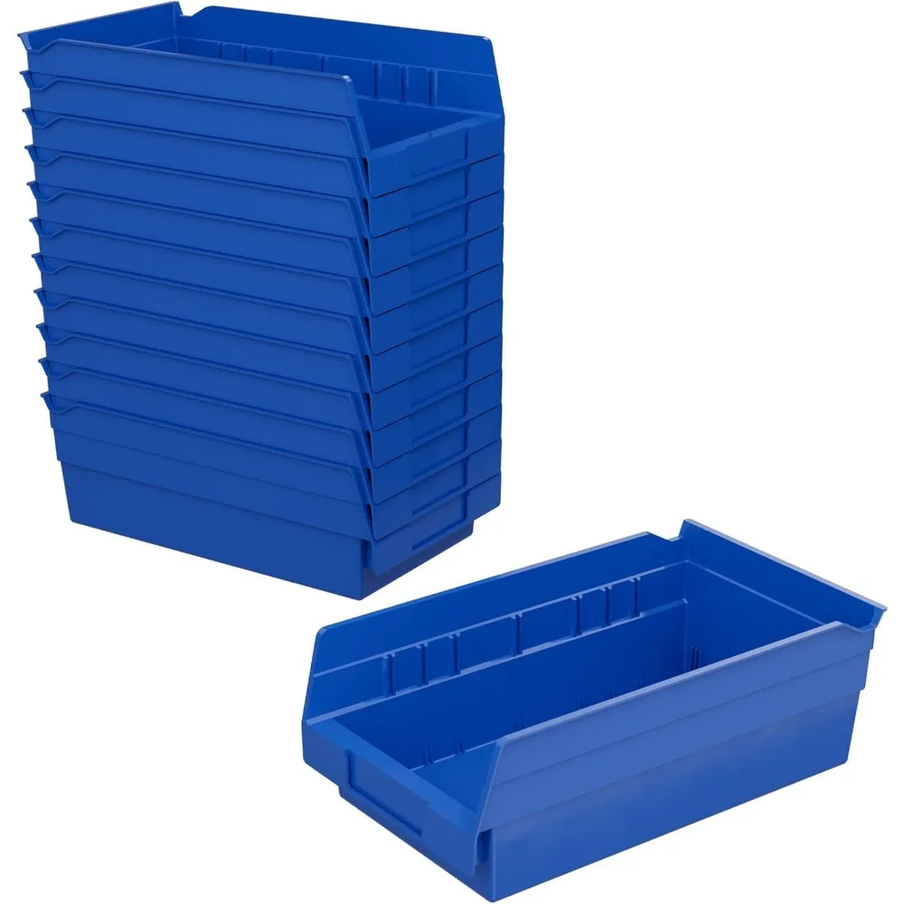 

Plastic Shelf Bins Heavy Duty Storage Organizer for Garage Closet Drawer 12x6.5x4 Inch Blue 12 Pack