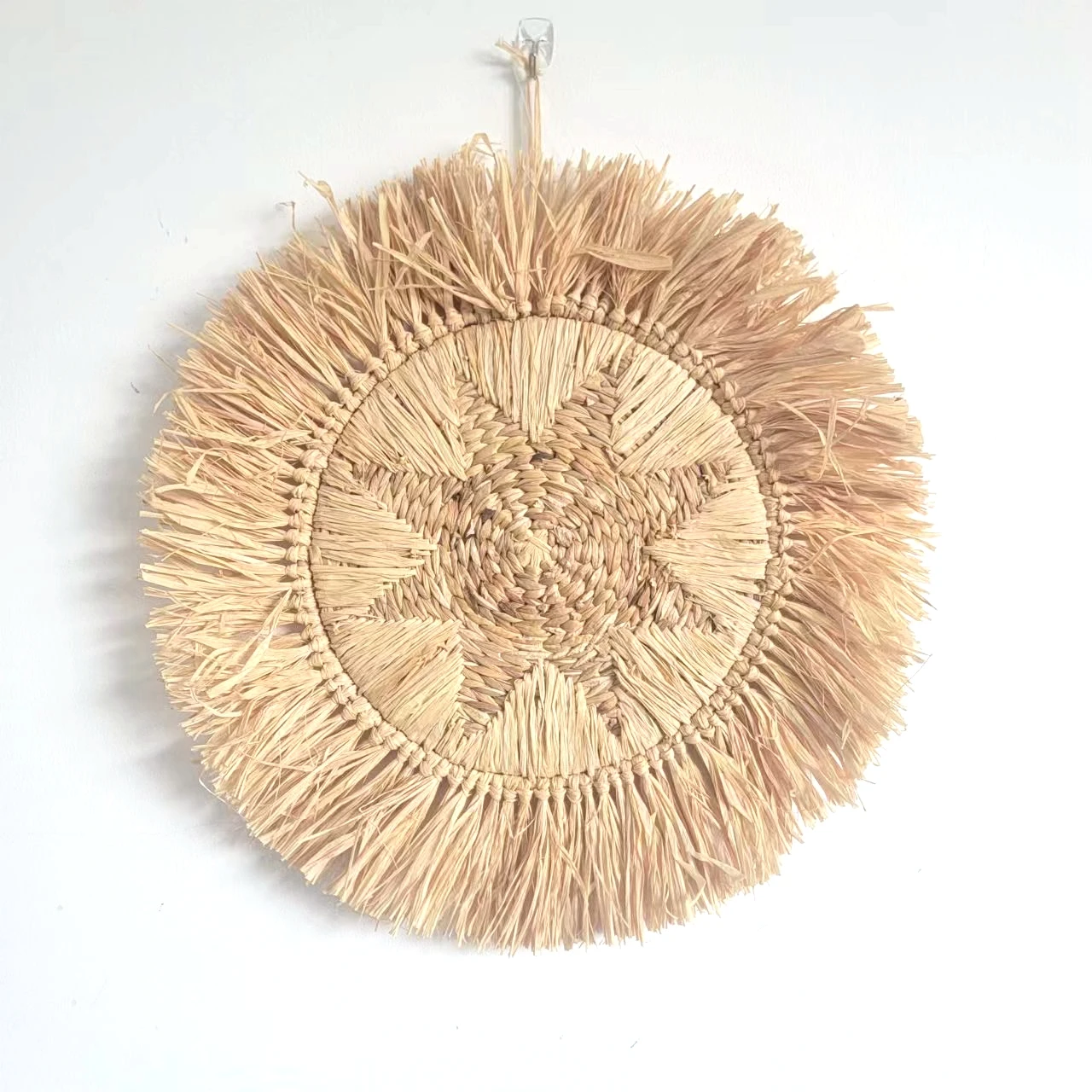 RAFFIA DECORATION-HANDMADE -WALL HANGER-ROUND SHAPE WITH STAR-D46CM