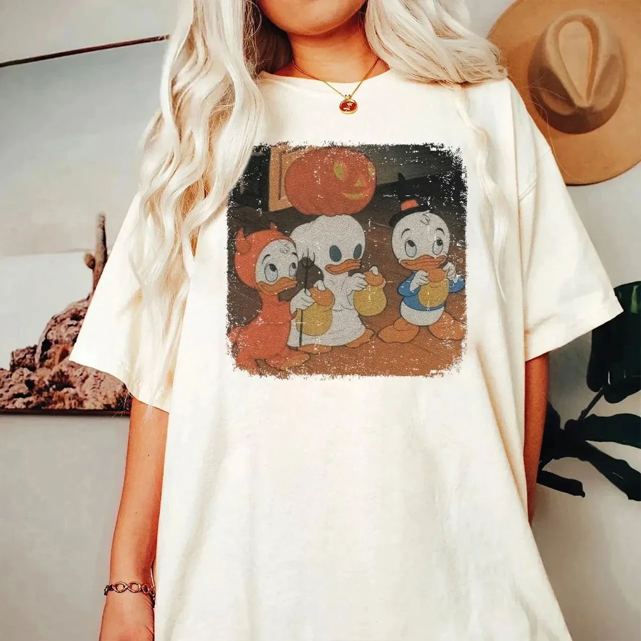 ريترو هيوي ديوي لوي زي الهالوين خدعة أو علاج قميص Ducktales ديزني لاند حفلة الهالوين موسم مخيف ديزني تي شيرت #2