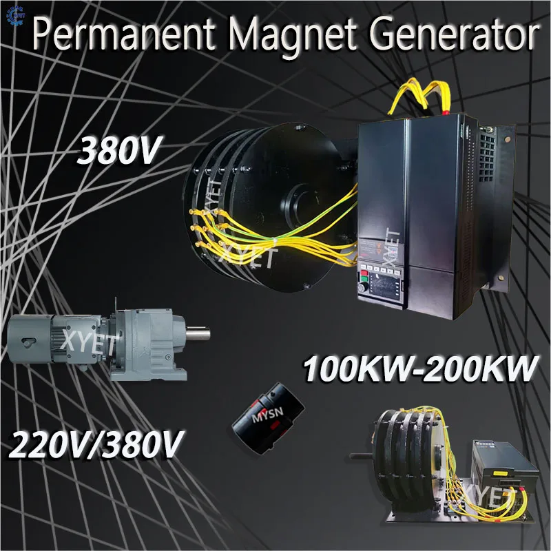 High Power 100KW 150KWPermanent Magnet Generator Kit with Gear Driving Motor 380V Alternative Energy Alternator Household Dynamo