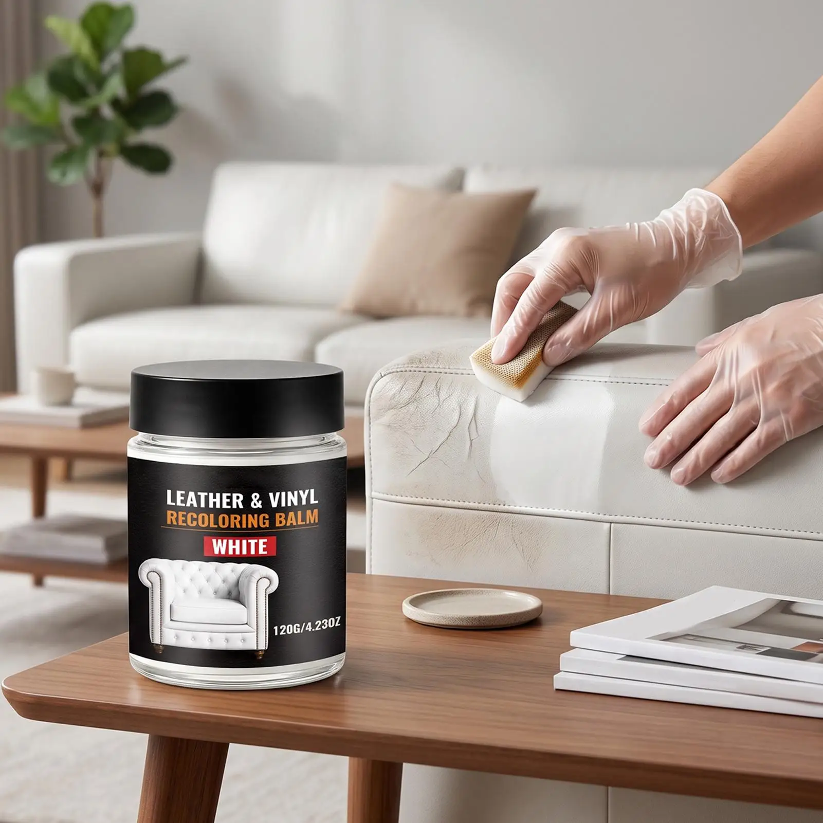 Leather Recoloring Balm 120g Professional Scratch Remover White Conditioner for Purse Sofa Car Seat