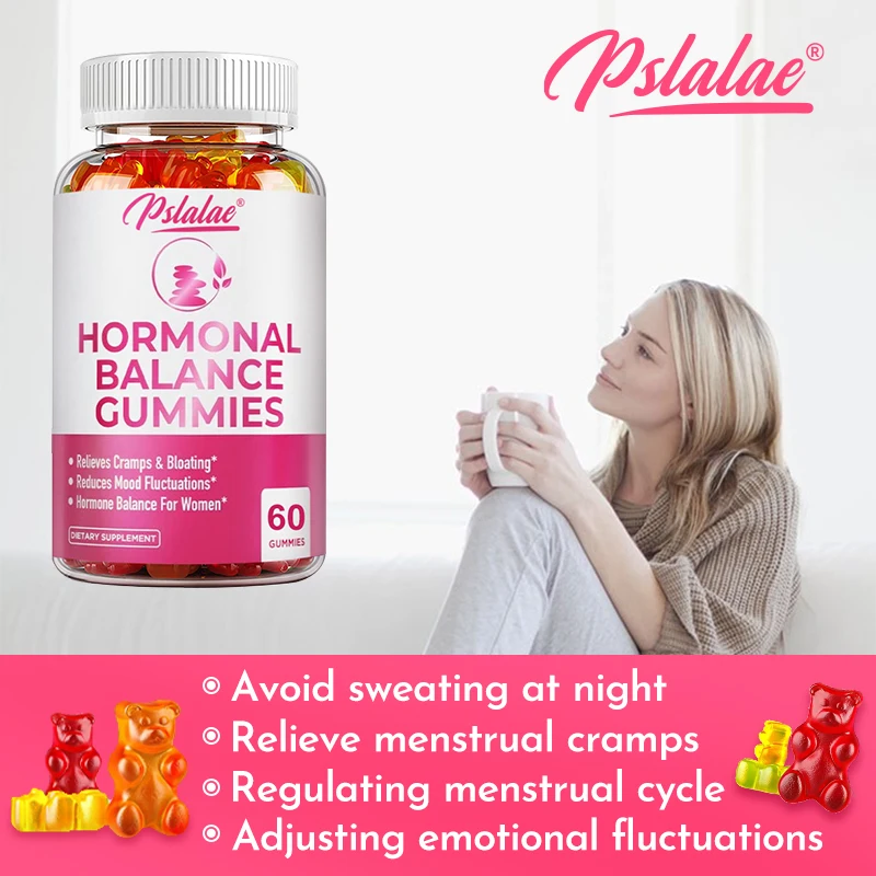 Female Hormone Balance & PMS Relief Gummies - Relieves Cramps, Moods, Hot Flashes & Night Sweats Contains Cranberry, Angelica