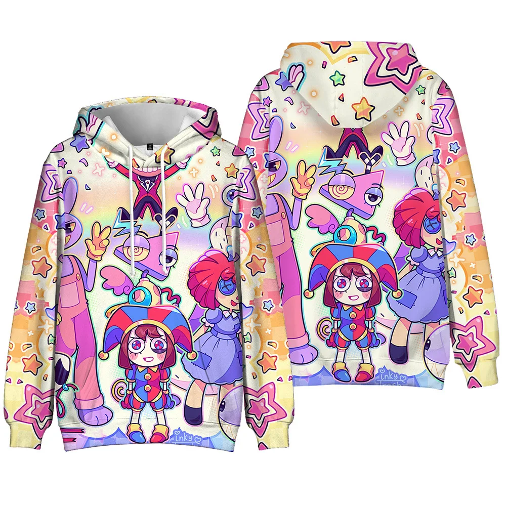 Hot The Amazing Digital Circus Pomni Jax Cosplay Costume Cartoon Sweatshirt  Hoodies Kids Adults Carnival Halloween Party Outfit