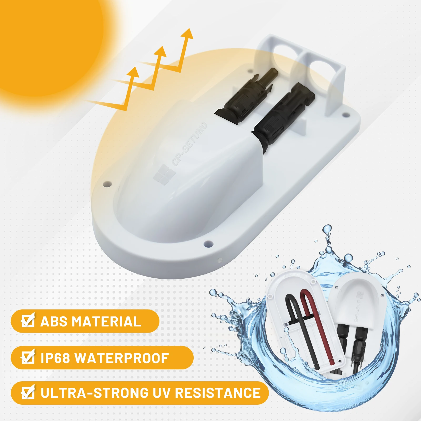 Double Wire Entry Gland Box with 10AWG Solar Extension Cable, Solar Double Cable Entry Gland, ABS Cable Gland for RV, Boat