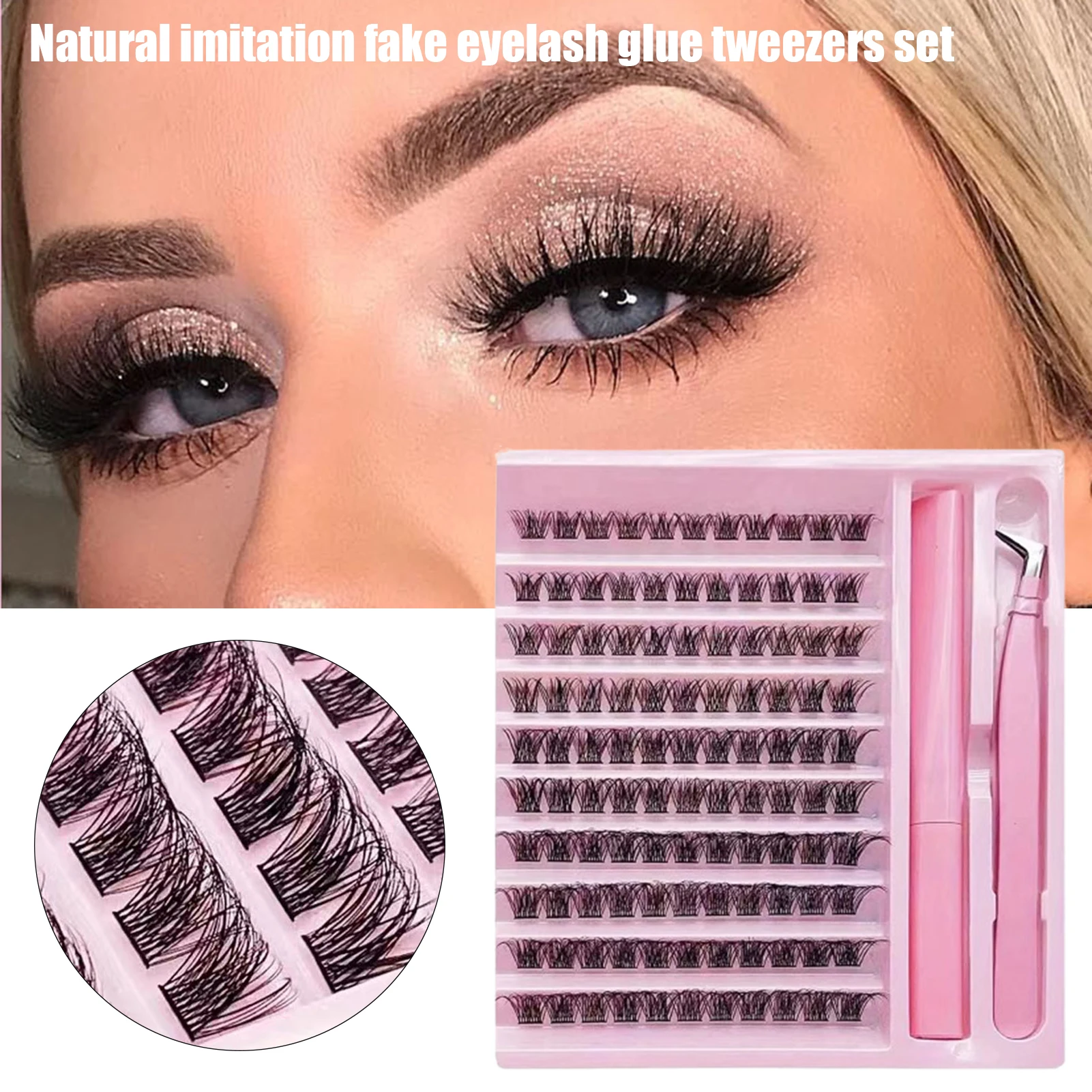 Diy Lash Extension Kit 8-16Mm Cluster Valse Wimpers Bond En Seal Lijm Pincet Set D Curl Wimper Voor Beauty Eye Make-Up Lash