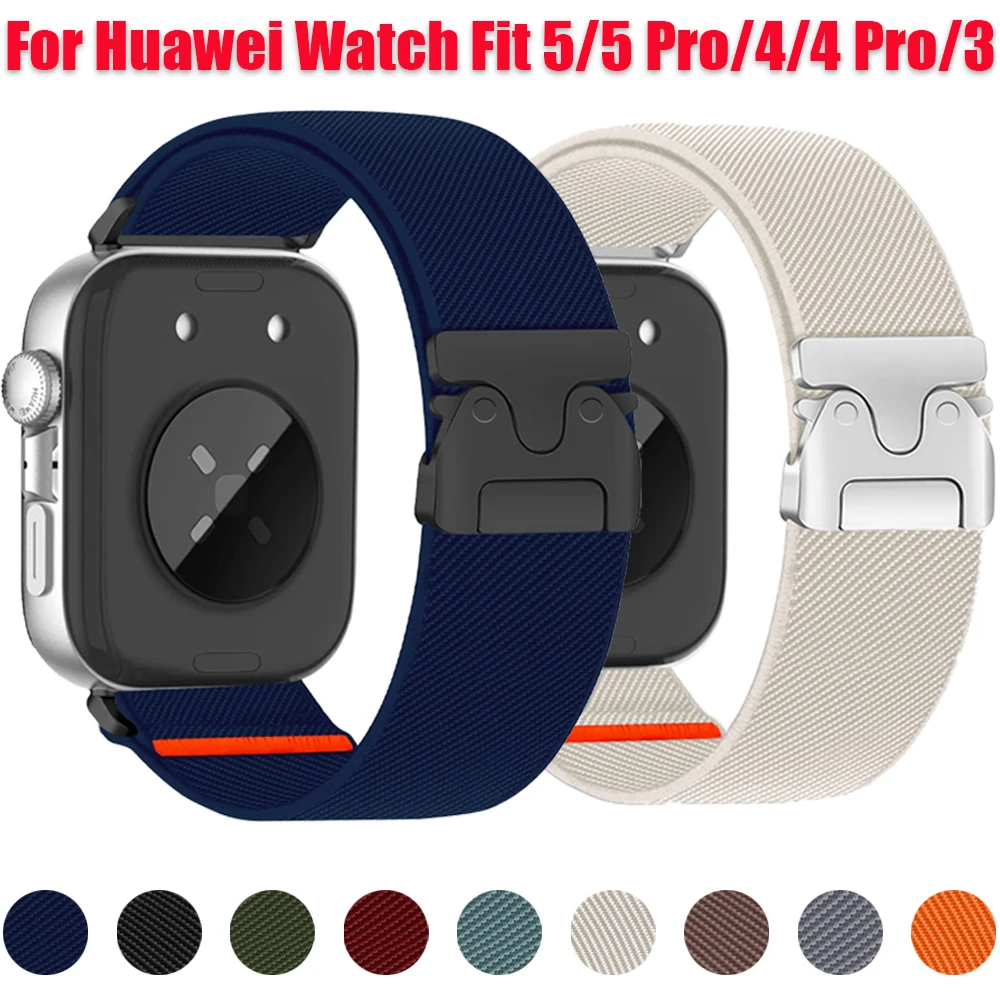 Correa de Nailon para Huawei Watch Fit 5 Pro, Correa Elástica Transpirable para Fit 4 Pro con Hebilla de Paracaídas