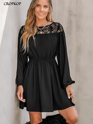 Lace Short Dresses For Women Elegant Black Hollow Out Dress Spring Fashion A-line New In Dresses 2024 New Arrivals