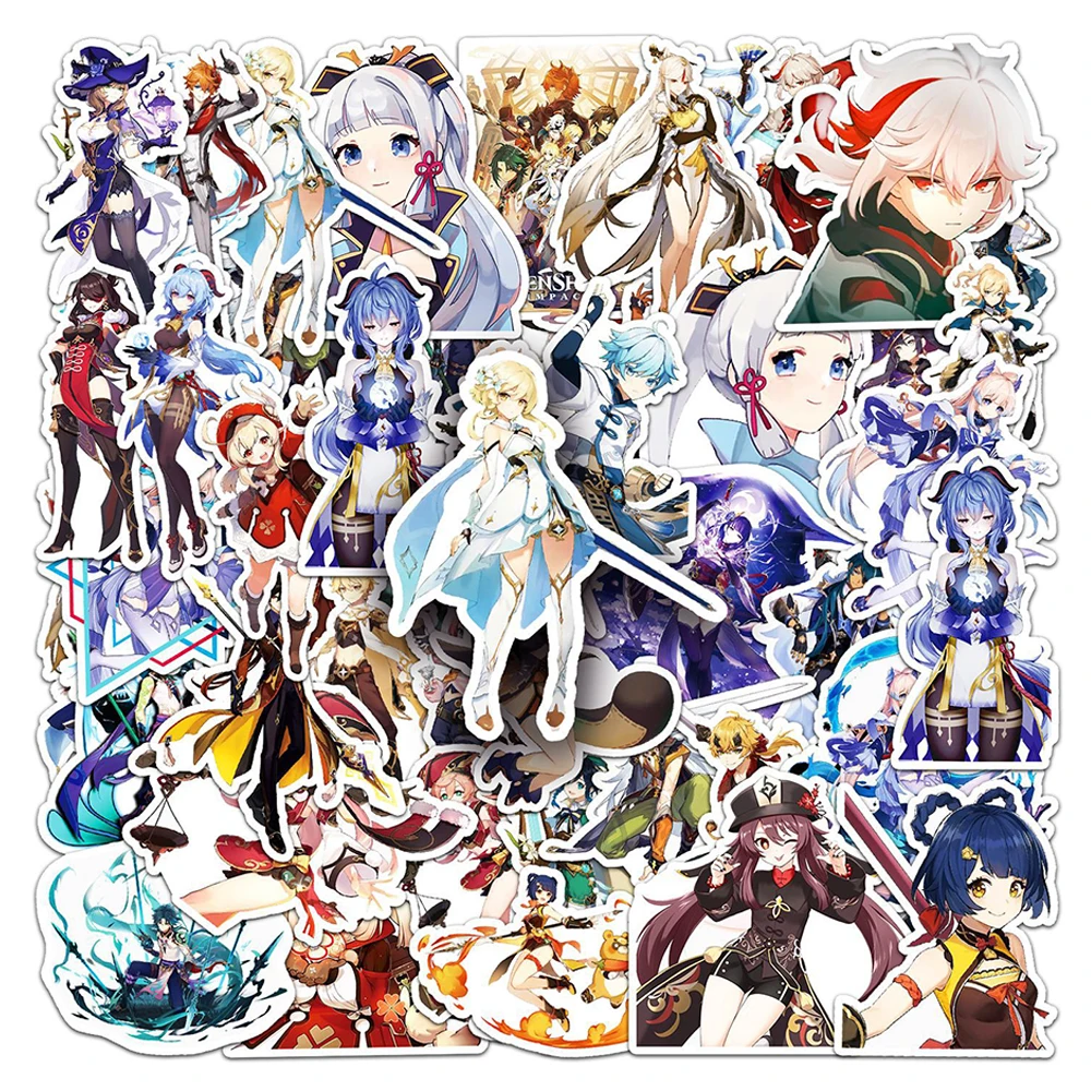 

10/30/50pcs Genshin Impact Cartoon Game Stickers Cute Anime Girl Character Sticker DIY Skateboard Notebook Phone Decals Toy Gift