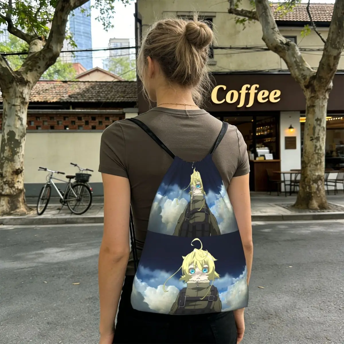 Saga Of Tanya The Evil Anime Backpacks Portable Drawstring Bags Storage Bag Book Bags for Man Woman School