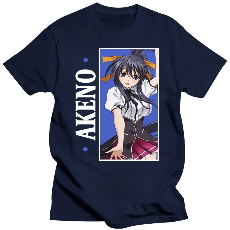 High School DxD Akeno Tshirts Men Harajuku Tee Tops Cotton T Shirt Short Sleeve Anime Manga Himejima T-shirt Gift Streetwear