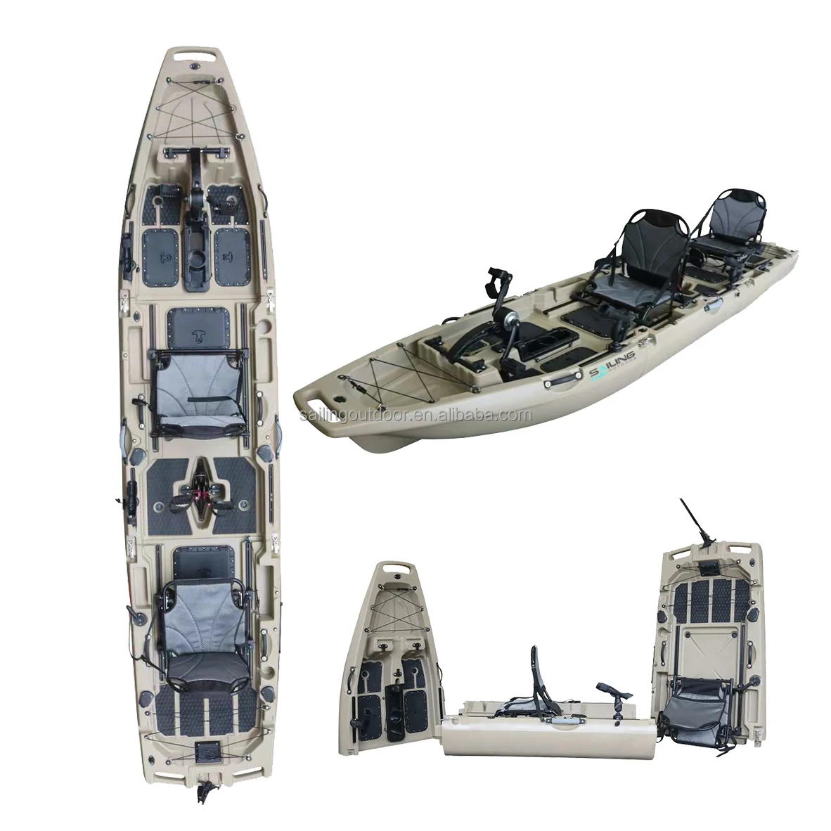 Custom Colors  HDPE Pedal Drive Modular Kayak 3-Piece Folding Stable Design Easy Assembly & Transport Made From Hard Plastics