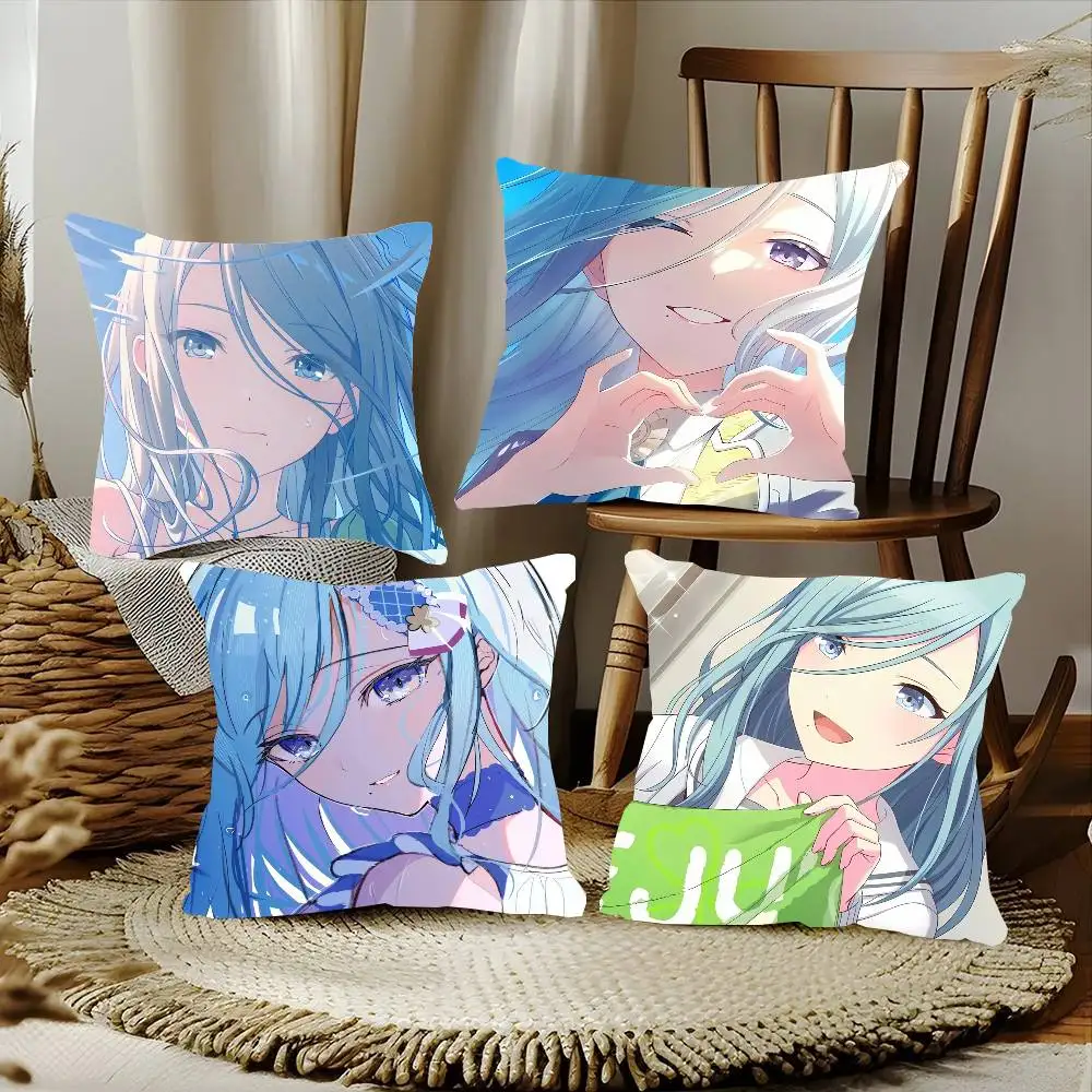 Hinomori Shizuku Animation Game P-Project S-Sekai Pillow Case Fashion Square Pillowcase Bedroom Sofa Room Ins Decoration Leisure