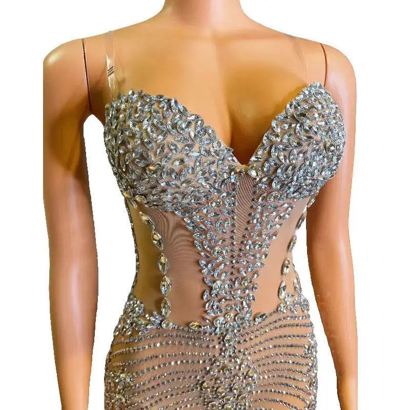 Full Diamond nappa prospettiva maglia Sexy gonna corta discoteca DJ Bar cantante femminile Stage Costume Party Theme Show abbigliamento