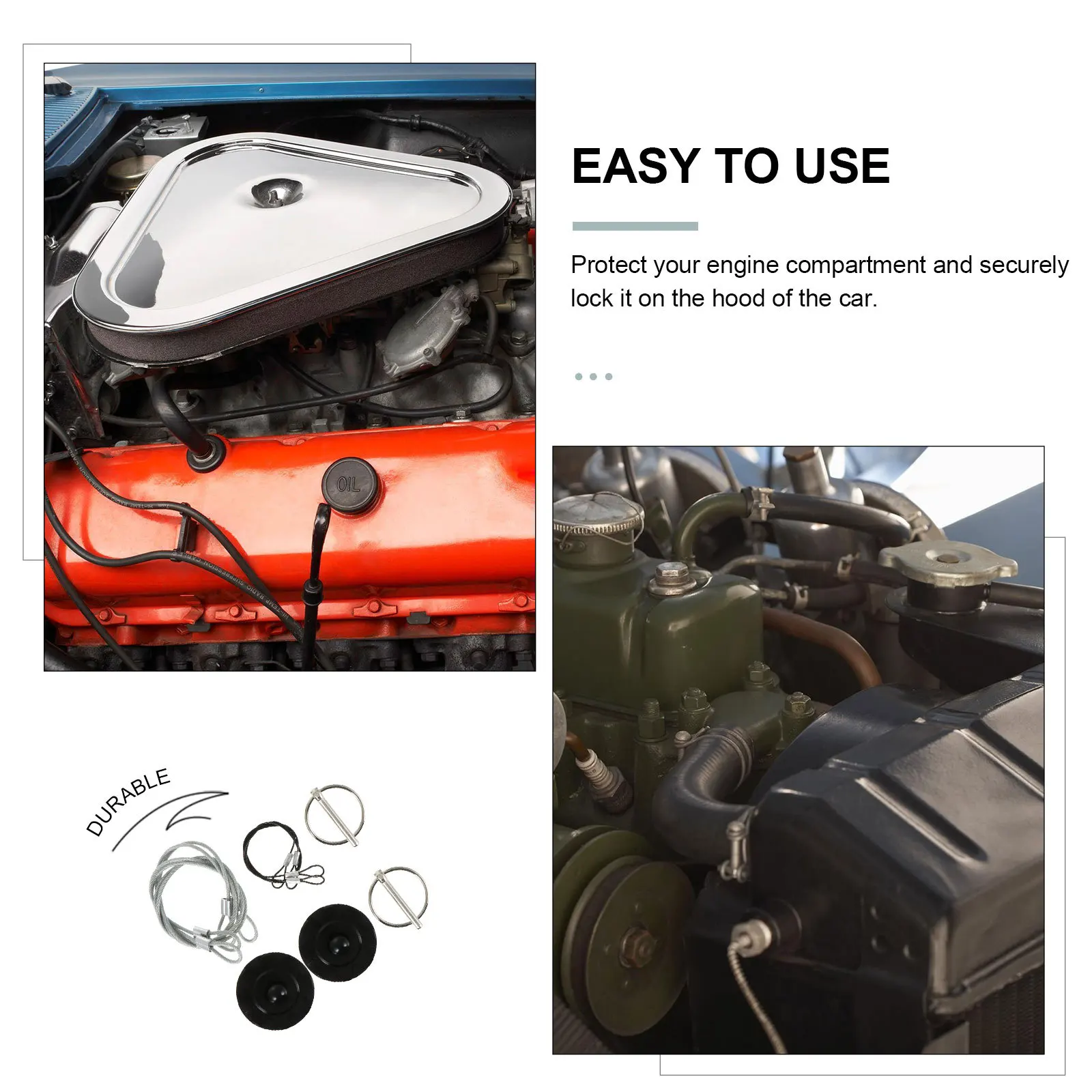 

Hook Pin Car Hood Lock Aluminum Alloy Racing Bonnet Lock Kit Scratch Resistant Safety Engine Protection Hook Pin