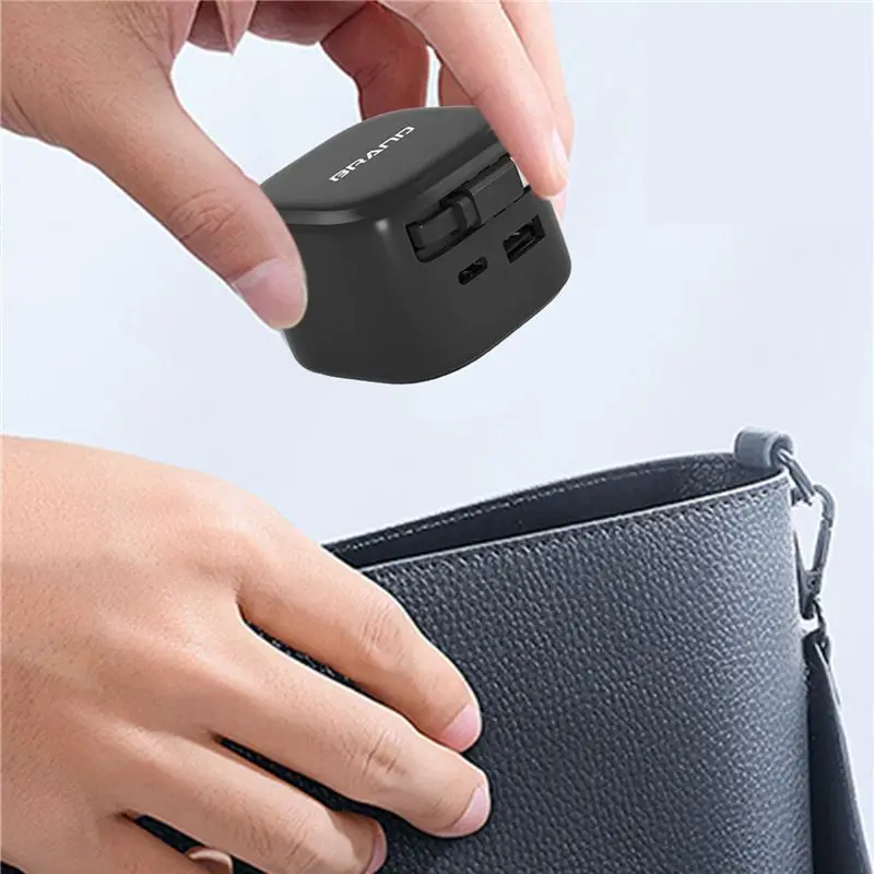 ABGI USB Type-C Retractable Line 35W Fast Charge PD Travel Adapter for Phone US Plug