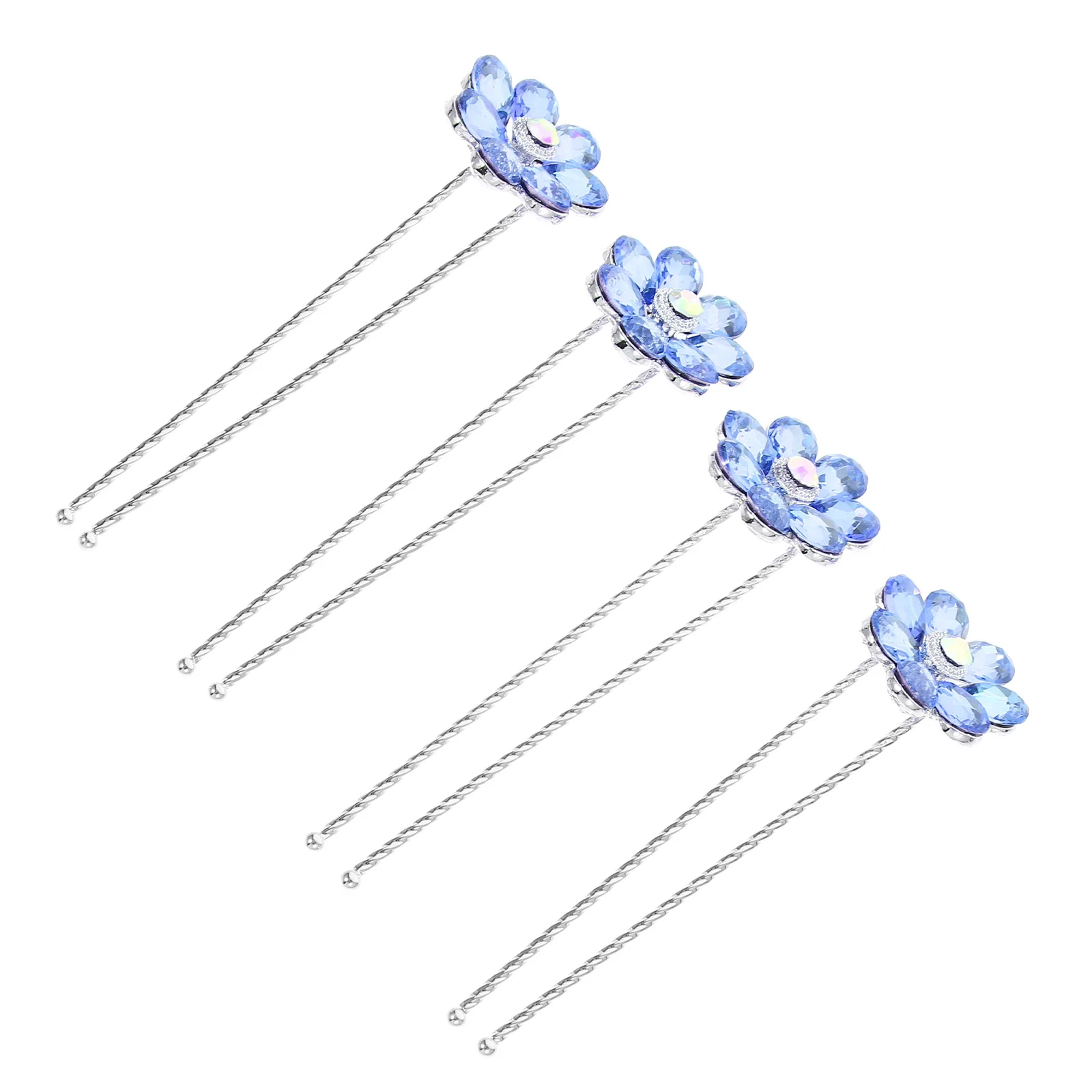 

4Pcs Rhinestone Hairpins Flower U Shaped Hairpin Bridal Wedding Hair Accessories Elegant Floral Design Hairpins for Women