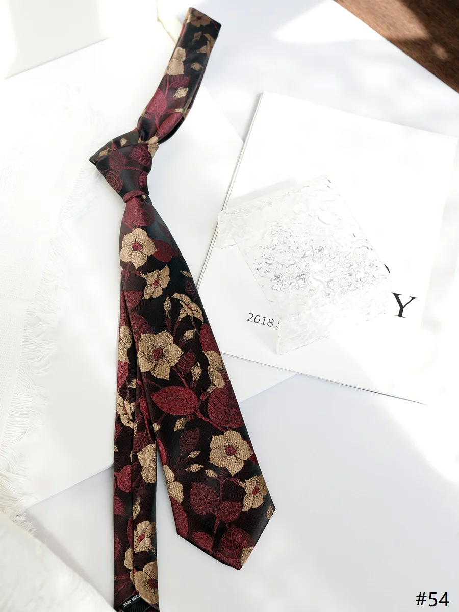 High Quality Jacquard Flower Pattern Tie Casual Shirt Accessories For Women and Men Artistic Youth Fashion 7CM Wide Necktie