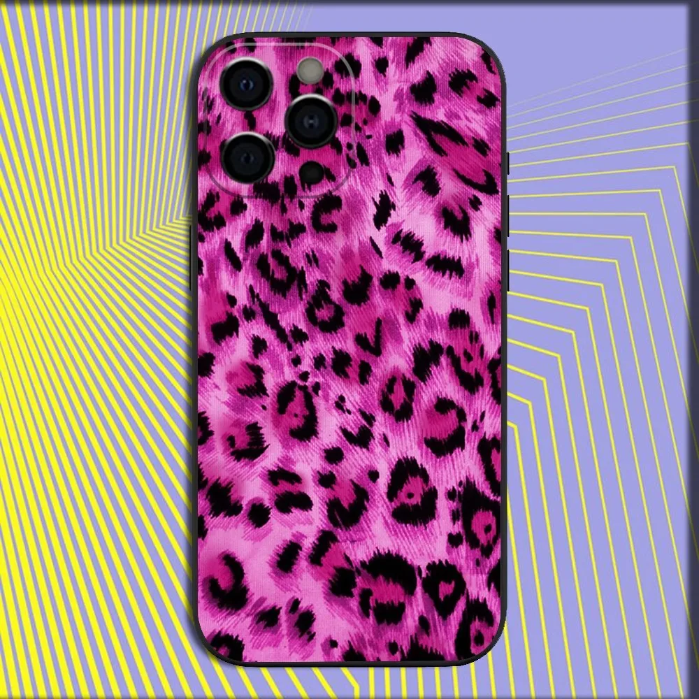 Leopard Pink Tiger Cool Phone Case For iPhone 16,15,14,13,12,11,Pro,X,XS,Max,XR,Plus,Mini Soft Black Cover