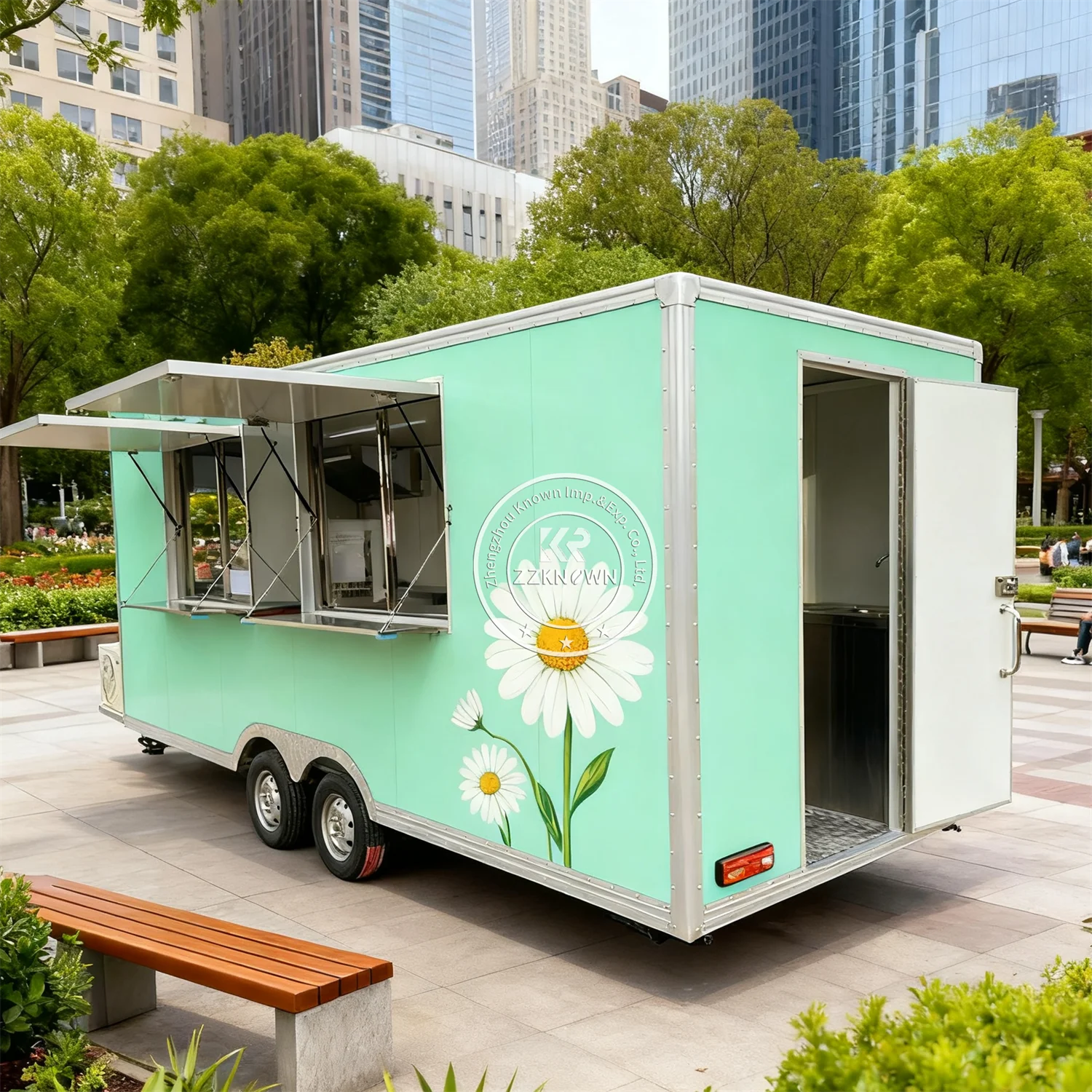 Custom Food Truck Catering Trailer Fully Equipped Concession Ice Cream Coffee Trailer Fast Food Trailer Full Kitchen